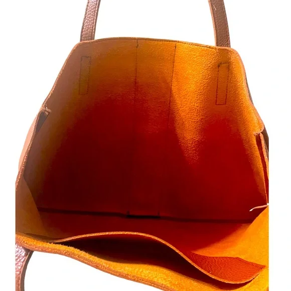 Vince Camuto Brown Black Faux Leather Striped Luck Tote Handbag - Picture 4 of 4